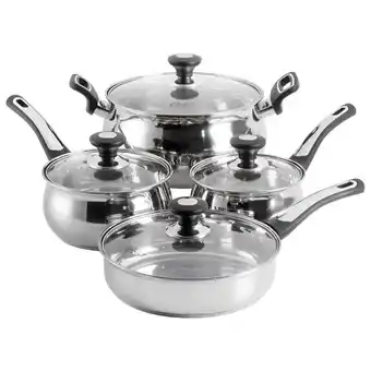 Tiendas EFE Juego de ollas oster raffaelli 8pzs acero inoxidable plata oferta