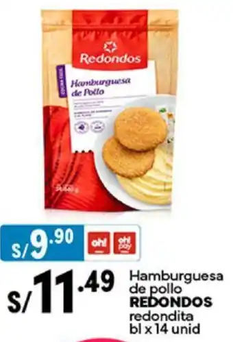Plaza Vea Hamburguesa REDONDOS redondita bl x 14 unid oferta
