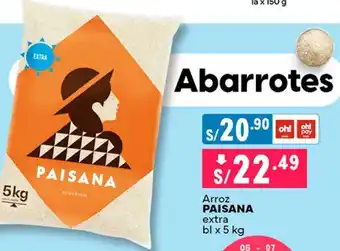 Plaza Vea Arroz PAISANA extra bl x 5kg oferta