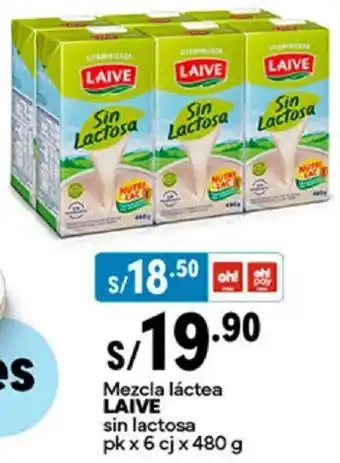 Plaza Vea Mezcla láctea LAIVE sin lactosa pk x 6cj x 480g oferta