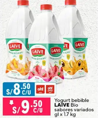 Plaza Vea Yogurt bebible LAÏVE Bio sabores variados gl x 1.7 kg oferta