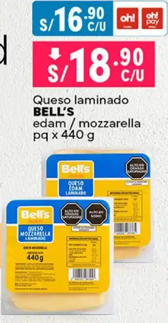 Plaza Vea Queso laminado BELL'S edam / mozzarella pq x 440g oferta