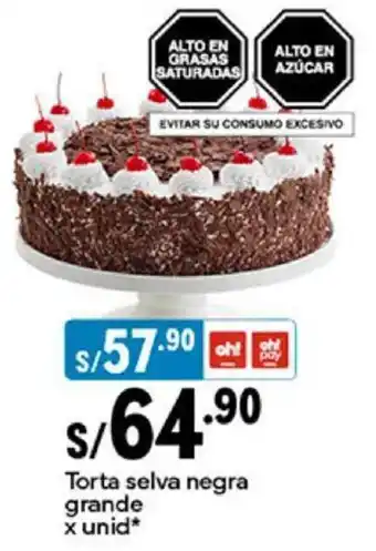 Plaza Vea Torta selva negra grande x unid oferta