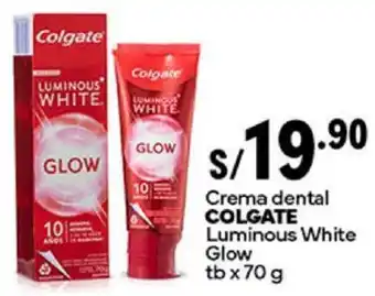 Plaza Vea Crema dental COLGATE Luminous White Glow tb x 70g oferta