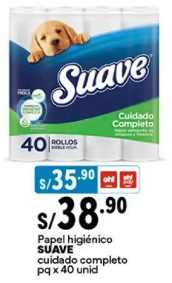 Plaza Vea Papel higiénico SUAVE cuidado completo pq x 40 unid oferta