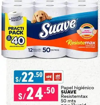 Plaza Vea Papel higiénico Suave Resistemtax 50 mts pq x 12 unid oferta
