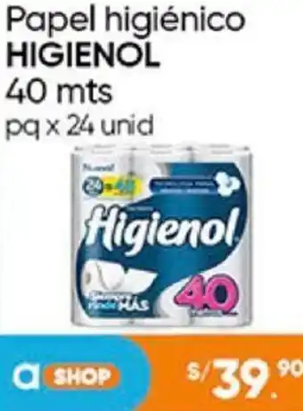 Plaza Vea Papel higiénico HIGIENOL 40 mts pq x 24 unid oferta