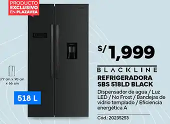 Plaza Vea BLACKLINE REFRIGERADORA SBS 518LD BLACK oferta