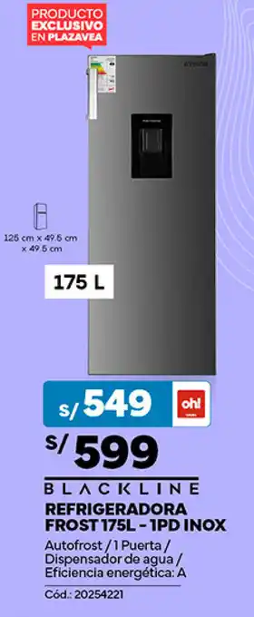 Plaza Vea BLACKLINE REFRIGERADORA FROST 175L-1PD INOX oferta