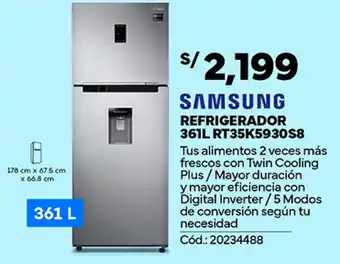 Plaza Vea SAMSUNG REFRIGERADOR 361L RT35K5930S8 oferta