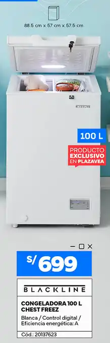 Plaza Vea CONGELADORA 100L CHEST FREEZ oferta