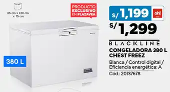 Plaza Vea BLACKLINE CONGELADORA 380L CHEST FREEZ oferta