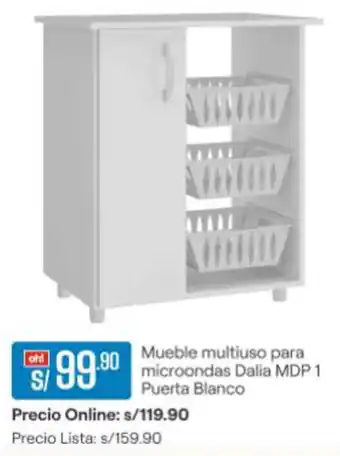 Promart Mueble multiuso para microondas Dalia MDP 1 Puerta Blanco oferta