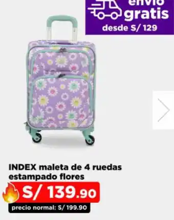 INDEX maleta de 4 ruedas estampado flores