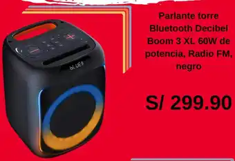 Coolbox Parlante torre Bluetooth Decibel Boom 3 XL 60W de potencia, Radio FM, negro oferta