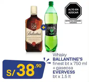 Mass Ballantine's Whisky 750ml + Evervess Gaseosa 1.5lt oferta