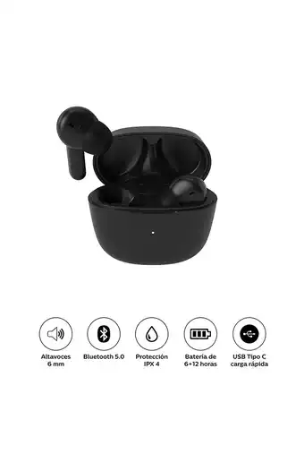 Tiendas EFE Audífonos philips true wireless bluetooth tat2206bk oferta