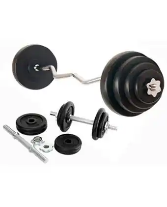 Tiendas EFE Pack de fuerza - set de 2 mancuernas y 1 barra z + 20 kl de discos negros - sport fitness oferta