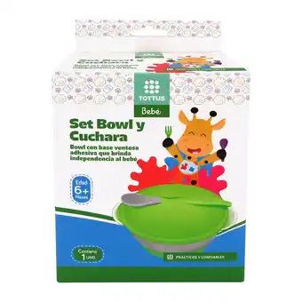 Tottus Set plato succion verde oferta