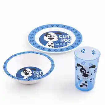 Tottus Set infantil plato+bowl+vaso no perro pu oferta