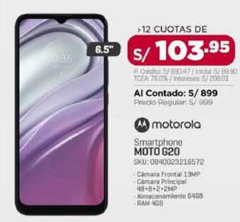 Carsa Motorola Smartphone MOTO G20 oferta