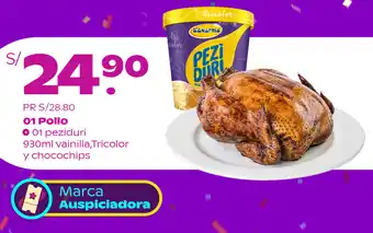 Tambo 01 Pollo + 01 Peziduri 930ml Vanilla, Tricolor y Chocochips oferta