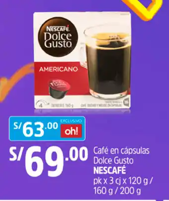 Plaza Vea Café en Cápsulas Dolce Gusto Nescafé pk x 3 cj x 120g/160g/200g oferta