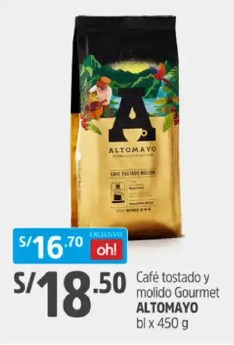 Plaza Vea Café Tostado y Molido Gourmet Altomayo bl x 450g oferta