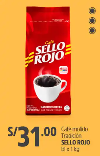 Plaza Vea Café Molido Tradición Sello Rojo bl x 1kg oferta
