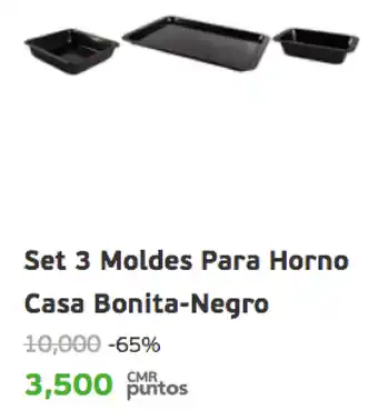 Hiperbodega Precio Uno Set 3 Moldes Para Horno Casa Bonita-Negro oferta