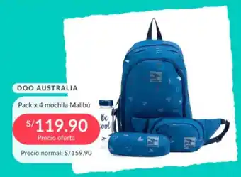 Falabella DOO AUSTRALIA Pack x 4 mochila Malibú oferta
