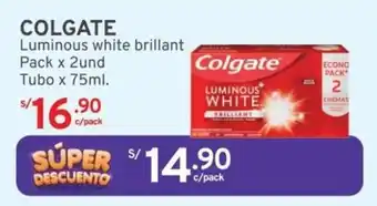 Mifarma COLGATE Luminous white brillant Pack x 2und Tubo x 75ml. oferta