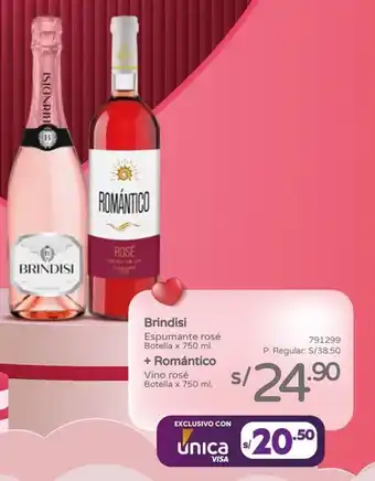 Vega Brindisi Espumante rosé Botella x 750 ml. + Romántico Vino rosé Botella x 750 ml. oferta