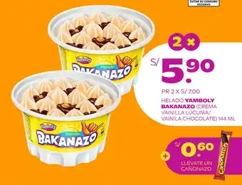 Tambo HELADO YAMBOLY BAKANAZO (CREMA VAINILLA LÚCUMA/ VAINILA CHOCOLATE) 144 ML x 2 oferta