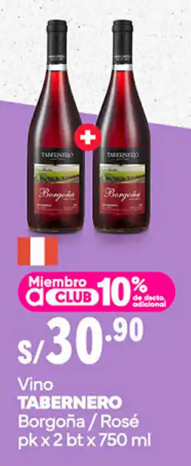 Plaza Vea Vino TABERNERO Borgoña / Rosé pk x 2 bt x 750 ml oferta