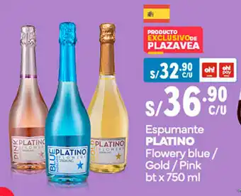 Plaza Vea Espumante PLATINO Flowery blue / Gold / Pink bt x 750 ml oferta