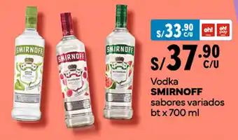 Plaza Vea Vodka SMIRNOFF sabores variados bt x 700 ml oferta
