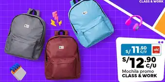 Plaza Vea Mochila promo CLASS & WORK oferta