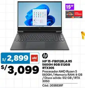 Plaza Vea HP 15-FB0128LA R5 5600H 8GB 512GB RTX305 oferta