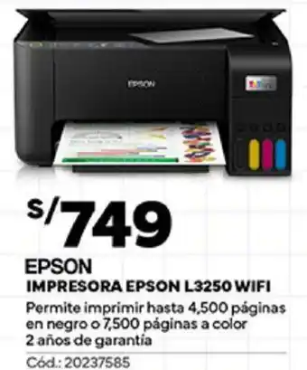 Plaza Vea EPSON IMPRESORA EPSON L3250 WIFI oferta