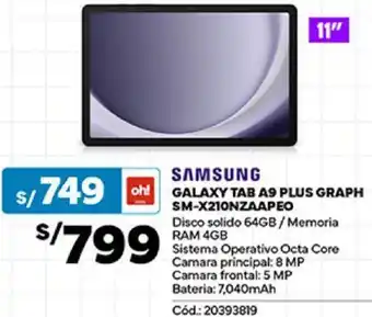 Plaza Vea SAMSUNG GALAXY TAB A9 PLUS GRAPH SM-X210NZAAPEO oferta