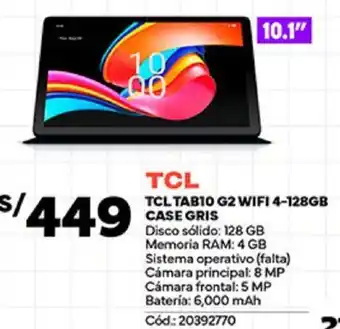 Plaza Vea TCL TAB10 G2 WIFI 4–128GB CASE GRIS oferta