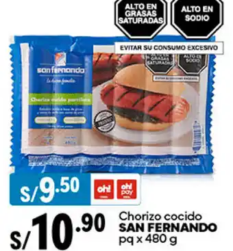 Plaza Vea Chorizo cocido SAN FERNANDO pq x 480g oferta