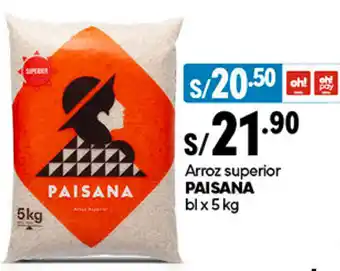 Plaza Vea Arroz superior PAISANA bl x 5kg oferta