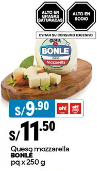 Plaza Vea Queso mozzarella BONLÉ pq x 250g oferta