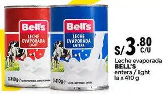 Plaza Vea Leche evaporada BELL'S entera/light la x 410g oferta