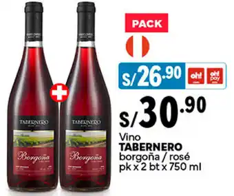 Plaza Vea Vino TABERNERO borgoña / rosé pk x 2 bt x 750ml oferta