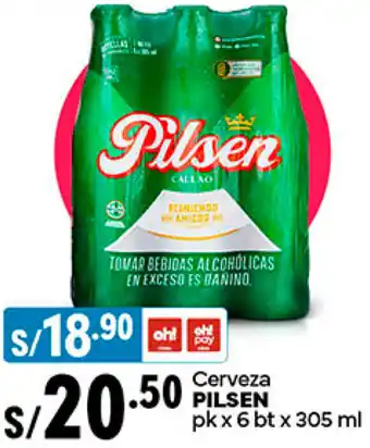 Plaza Vea Cerveza PILSEN pk x 6 bt x 305ml oferta