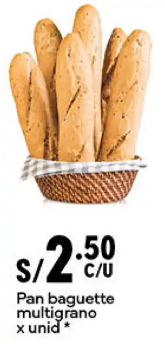 Plaza Vea Pan baguette multigrano x unid oferta