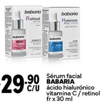 Plaza Vea Sérum facial BABARIA ácido hialurónico vitamina C/ retinol fr x 30ml oferta